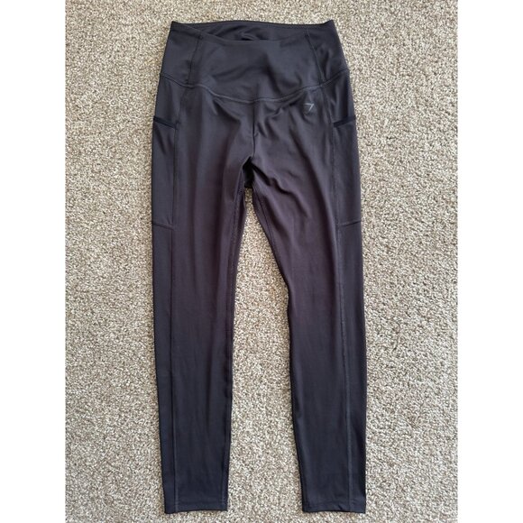 Gymshark Black Active‎ Training Athletic Leggings Stretchy Womans Size Medium - Picture 2 of 5